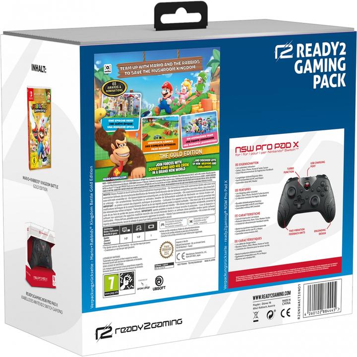Produktbild Ubisoft Bundle Mario Rabbids Kingdom Battle (Gold) + Wireless Pro Pad X (Switch)