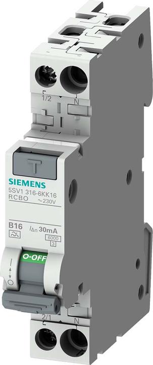 Image du produit Siemens 5SV1316-3KK06 1TE 1P+N 6kA type F 30mA B6 Interrupteur FI/LS