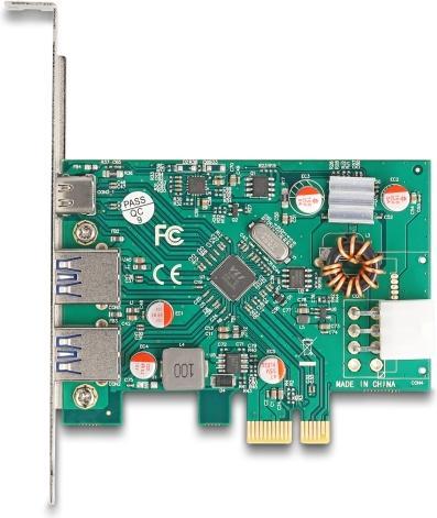 Produktbild Delock PCI Express x1 Karte zu 1 x extern USB Type-C Buchse PD 30 W + 2 x extern USB Typ-A Buchse US