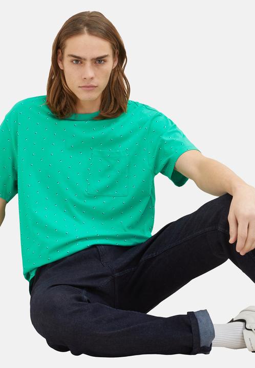 Image du produit Tom Tailor T-Shirt Kurzarmshirt gepunktet mit Brusttasche (M)