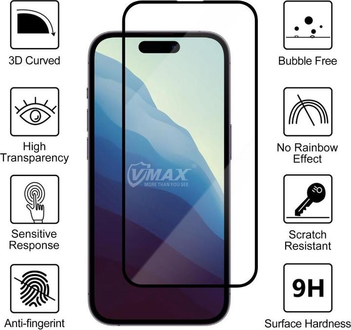 Produktbild Vmax gehärtetes Glas 9D Glas für Xiaomi Redmi Note 14 5G (1 Stück, Xiaomi Redmi Note 14 5G)