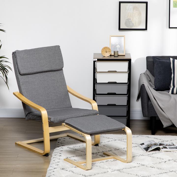 Produktbild Homcom Relaxsessel mit Hocker mit Fusspolster, Kopfpolster und Armlehnen