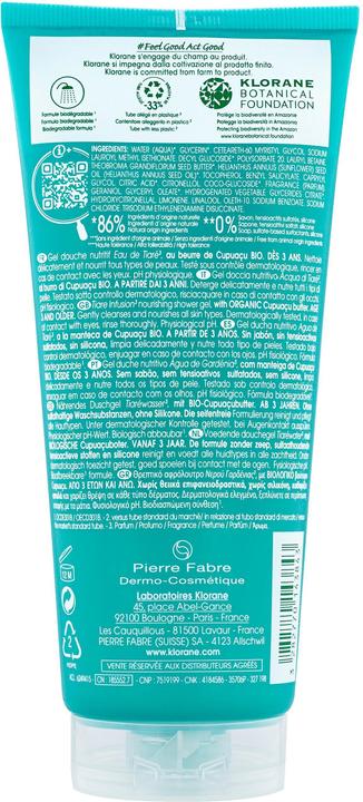 Actual product image Klorane Shower gel with Eau de Tiare (200 ml)