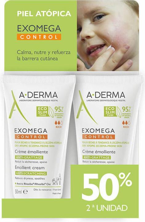 Produktbild A-Derma Exomega Control Emollient Cream 50ml - 2er-Pack (100 ml, Gesichtswasser)