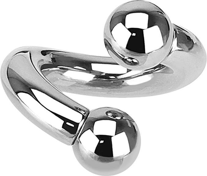Star Piercing Spirale Innengewinde silber mit zwei Kugeln (Chirurgenstahl 316L, ohne Messing)