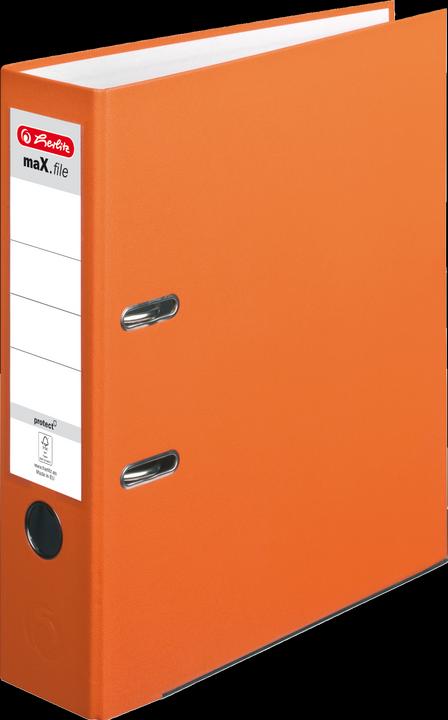 Produktbild Herlitz Ordner maX.file protect, Rückenbreite: 80 mm, orange DIN A4, PP-Kunststoffbezug, Kantenschutz, Einst (A4, 80 mm, 1 Stück)