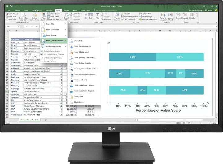 Actual product image LG 24" 24BK55YT-B FHD DVI DP HDMI USB IPS 16:9 black (1920 x 1080 pixels, 23.80")