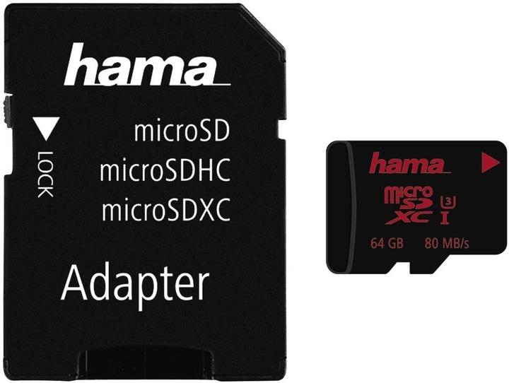 Hama microSDXC Class 3 +Adapter/Photo (64 GB, microSDXC, U3, UHS-I)