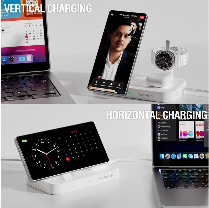 Actual product image 4smarts Qi2 Ladestation Trident mit Charger für Samsung Watch, weiss (25 W)