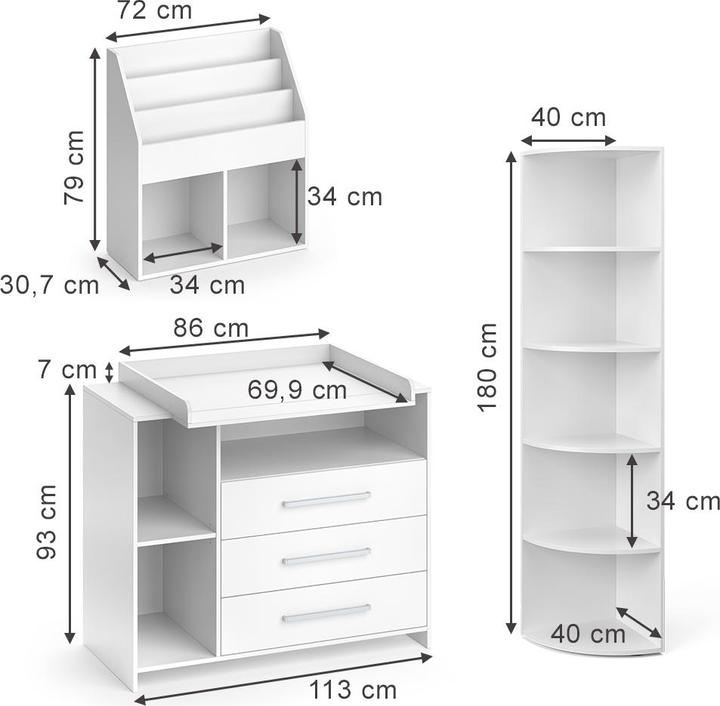 Produktbild Vicco Oskar (Wickelkommode, Kinderkleiderschrank)