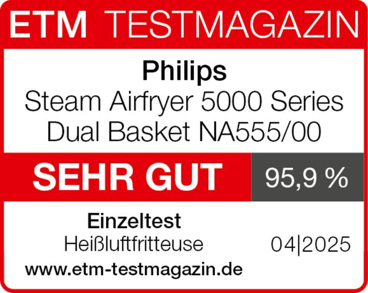 Produktbild Philips Steam Airfryer Dual Basket NA555/00