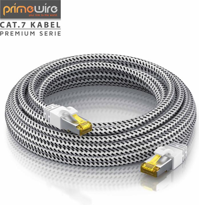Produktbild Primewire CAT.7 Netzwerkkabel Baumwollmantel, Gigabit Ethernet CAT 7 LAN Kabel, 10000 Mbit/s Patchkabel (S/FTP, CAT7, 25 m)