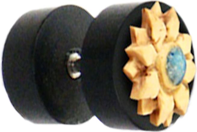 Star Piercing Fake Plug Kokosnuss Blume aus Arang Holz (ohne Messing, Organisch)