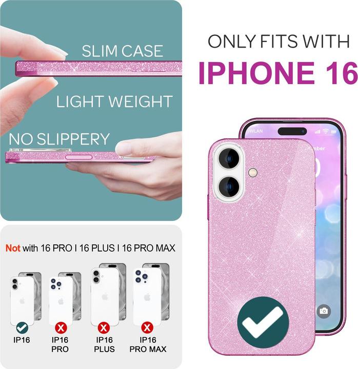 Actual product image Nalia Glitter hybrid cover (Apple iPhone 16)