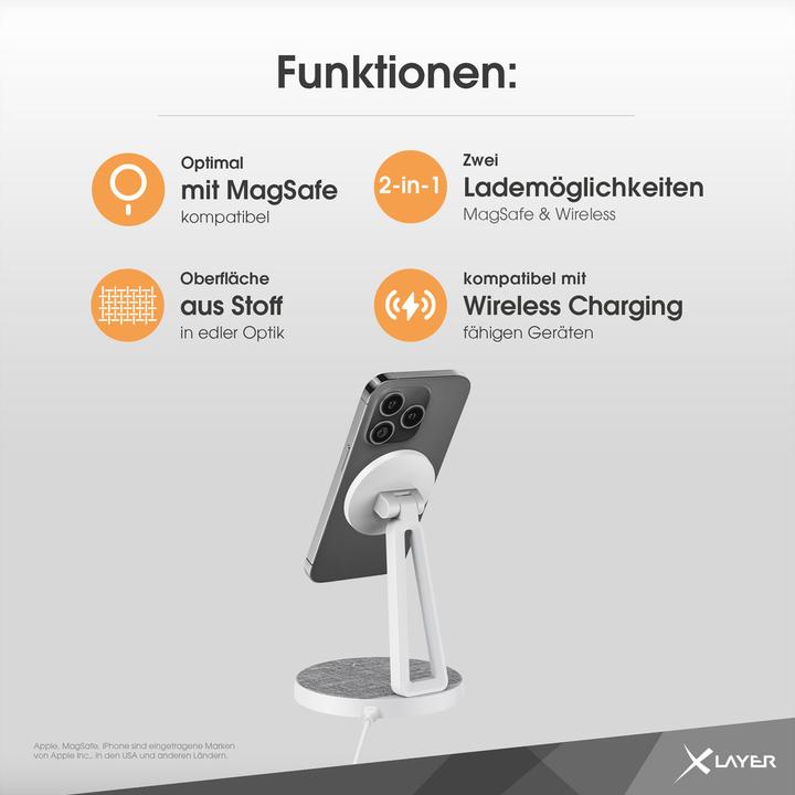 Actual product image Xlayer MagFix Pro 2 in 1 Charging Station 15W Grey/White (15 W)