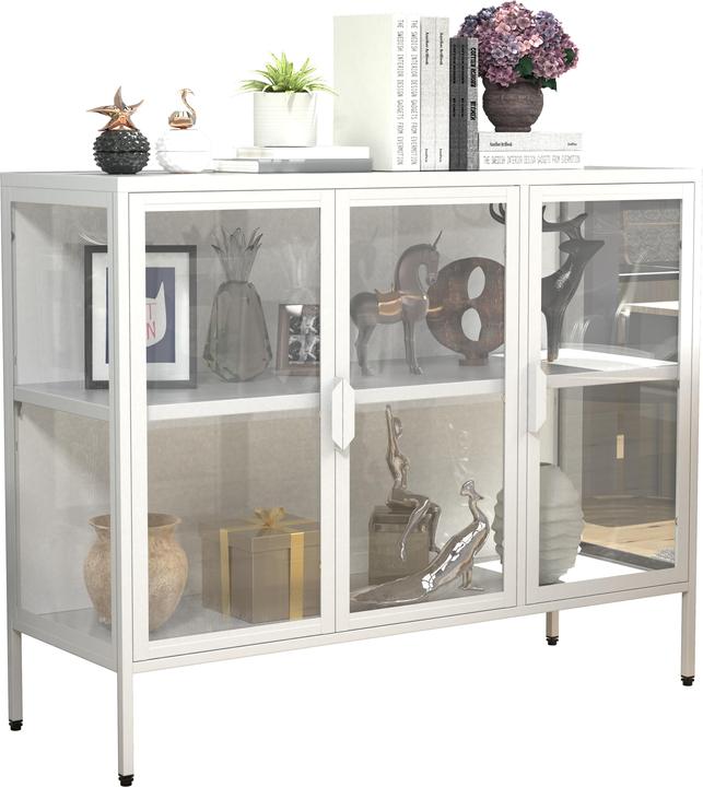 Produktbild VCM Stahl Glas Vitrine Sideboard Floka L (110 x 35 x 80 cm)