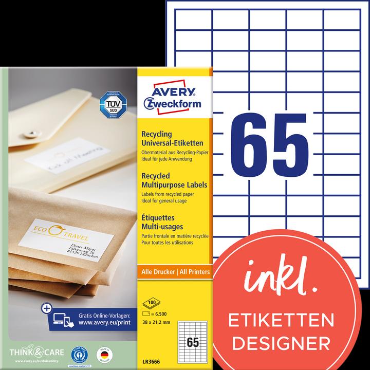 Actual product image Avery Recycling Universal Labels