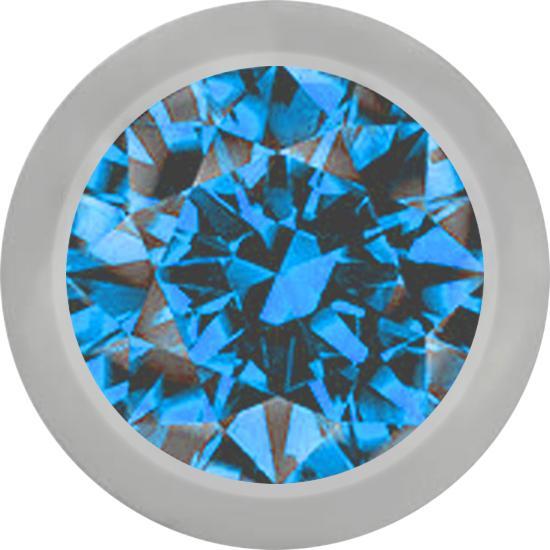 Star Piercing Micro Kugel silber mit Kristall hellblau (ohne Messing, Titan G23)