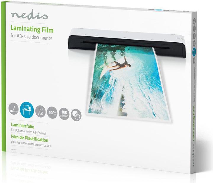 Image du produit Nedis Film de plastification - format A3 - format de film DIN-A3 - épaisseur de film 100 microns - 100 (A3, 100 pièce(s), 100 µm)