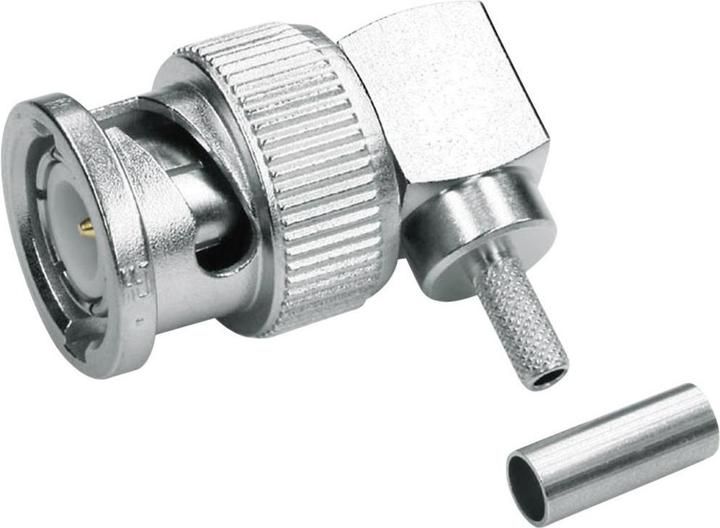 Produktbild Telegärtner BNC-Kabelwinkelstecker Crimp G13, G50 75 Ohm, löt/crimp, A0504, G13 (0.4/2.5)