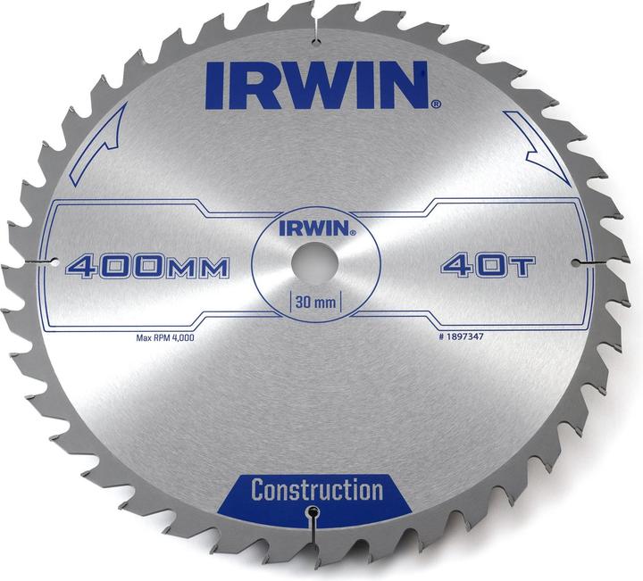 Immagine prodotto Irwin IRW1897347 Lama per sega circolare a 40 denti 400 x 30 mm con dente a misura di affilatura ATB