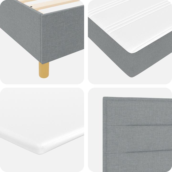 Produktbild VidaXL Boxspringbett mit Matratze Hellgrau Kleines Doppelstoff (190 x 190 cm)