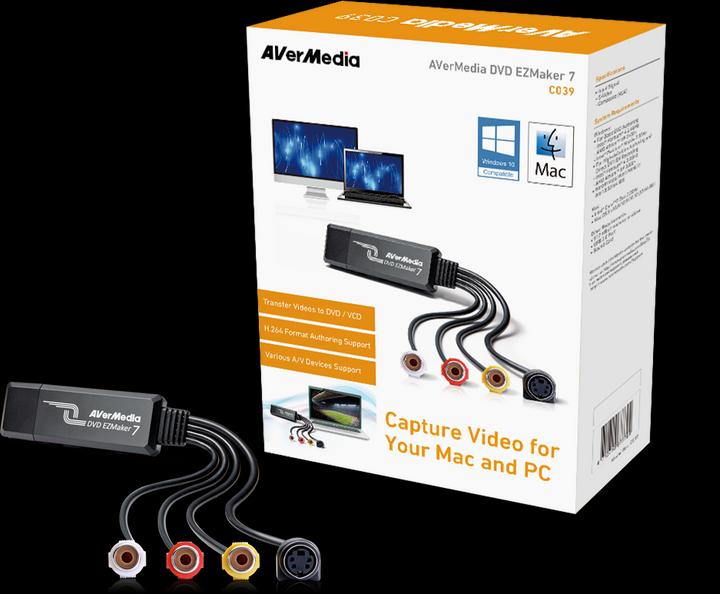 AVerMedia DVD EZMaker 7 (USB 2.0, DVB-S, DVB-T2, signal TV analogique, DVB-S2, DVB-C, DVB-T)