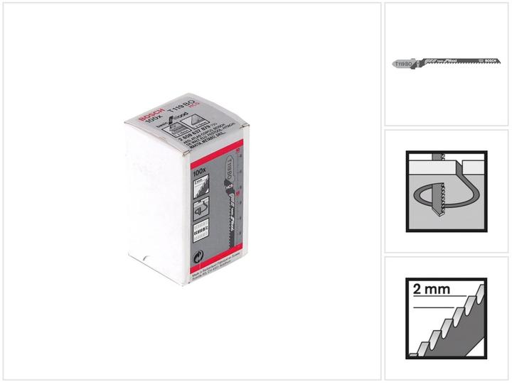 Image du produit Bosch Professional Zubehör Lame de scie sauteuse T 119 BO Basic for Wood, pack de 100