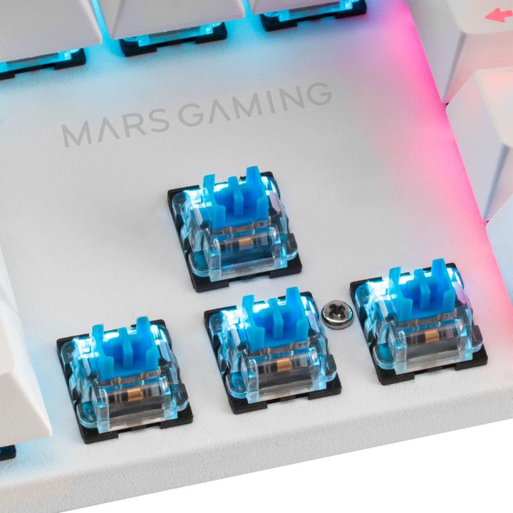 Actual product image Mars Gaming MK422 White RGB Gaming Keyboard Brown Mechanical Switch US Language (US, Cable)