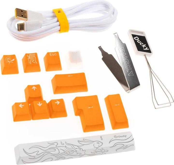 Actual product image Ducky One 3 Aura White TKL Gaming Keyboard, RGB LED - Gateron Baby Kangaroo (DE, Cable)