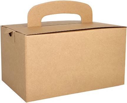 Produktbild Papstar Lunch-Box ""pure"", mit Tragegriff, braun aus Pappe, Stärke: 424 g/qm, zusammenfaltbar (20 x)