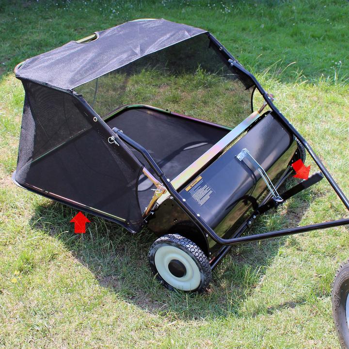Actual product image Wiltec Lawn sweeper with 118 cm sweeping width Leaf collector 415 litre ride-on mower