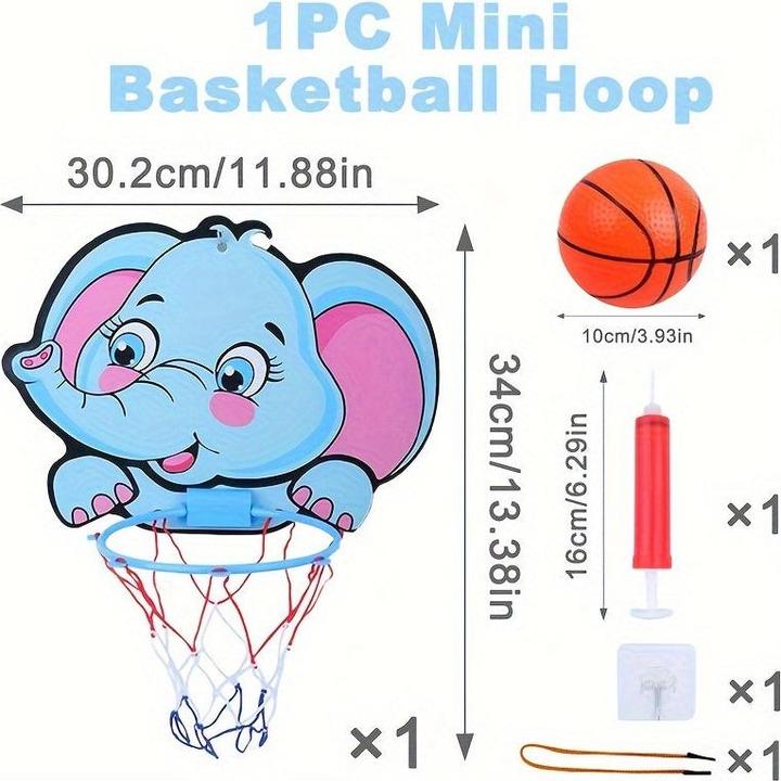 Activity Board Mini Basketballkorb Ständer Set mit Löwe, Dinosaurier, Elefant Dschungeltiere - Happy Birthday