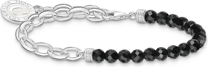 Thomas Sabo Member Charm Armband mit Schwarzen Obsidian Beads und Charmista Coin Silber (15 cm, 925er Silber, Emaille)