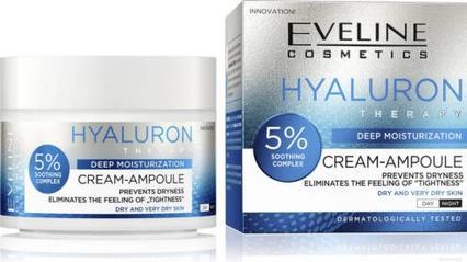 Actual product image Eveline Hyaluron Deeply Moisturizing Cream-Ampoule 5% Soothing Complex 50ml (50 ml, Day cream)