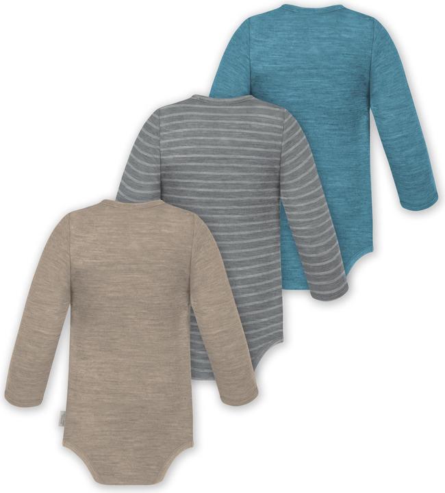 Actual product image Normani 3-pack baby merino bodysuit long sleeve "Auckland" - 9375 (56)