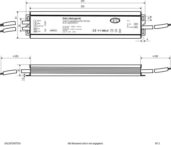 Actual product image EVN DALD6724075VS DALI power supply unit IP67 24V75W