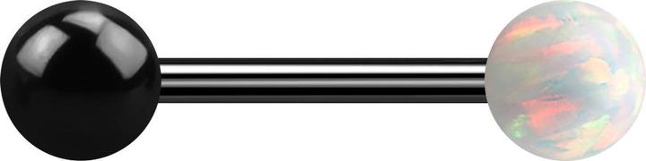 Star Piercing Barbell schwarz mit Kugel und Kugel Opal helllbau (ohne Messing, Chirurgenstahl 316L)