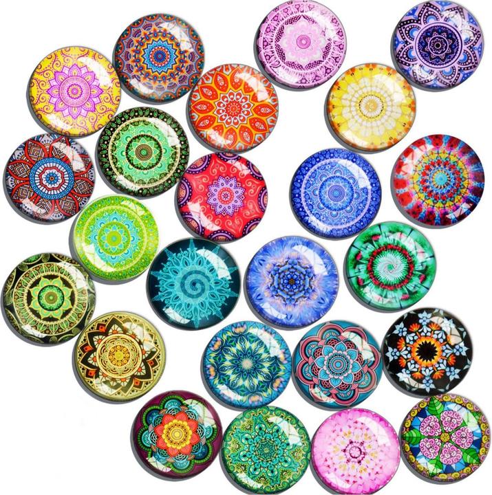 Image du produit I Am Creative 3D Glas Magnete, 20er Set, Ø3cm, Mandala (20 x)