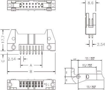 Produktbild Speed 14 pole IDC wire to board header with 2.54mm raster HEADER KORTE UITW SP