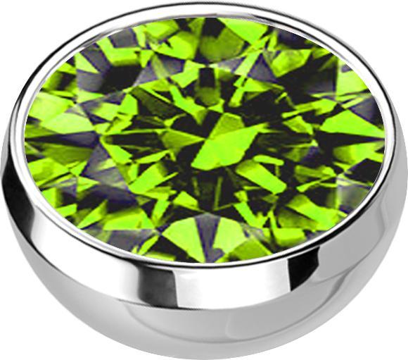 Star Piercing Micro Halbkugel silber mit Kristall hellgrün (ohne Messing, Chirurgenstahl 316L)
