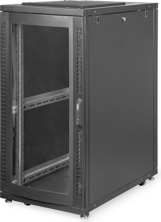 Actual product image Digitus Server rack 48,3cm 19inch 26U black H1338mm W600mm D1000mm with Plexi glass door incl. 28xMonta... (26 RU, 19 inch rack)
