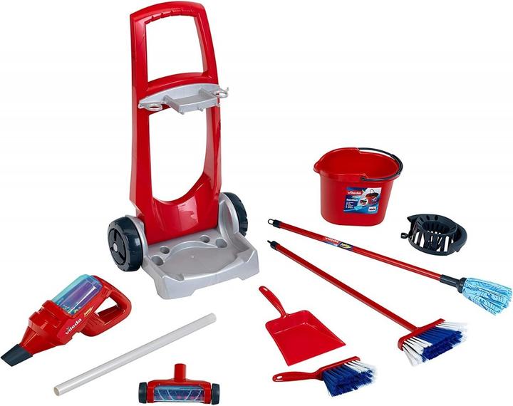 Immagine prodotto Theo Klein 6720 Carrello per le pulizie Vileda con aspirapolvere verticale I Include vari accessori tra cui moc