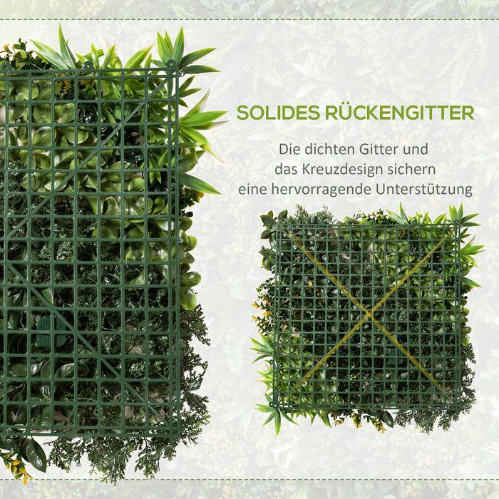 Produktbild Swisshandel24 12 Stück künstliches Pflanzenwand Hecke 50x50 cm UV-Schutz Sichtschutz Mehrblättriges Design Heckenp (50 cm)