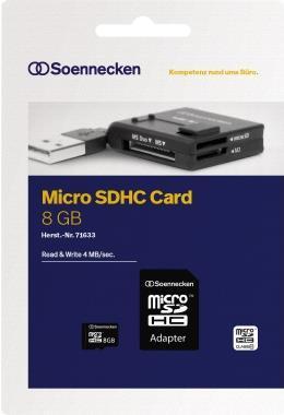 Produktbild Soennecken Speicherkarte 71633 micro SDHC Adapter Class 10 8GB (8 GB, microSDHC, U1, UHS-I)