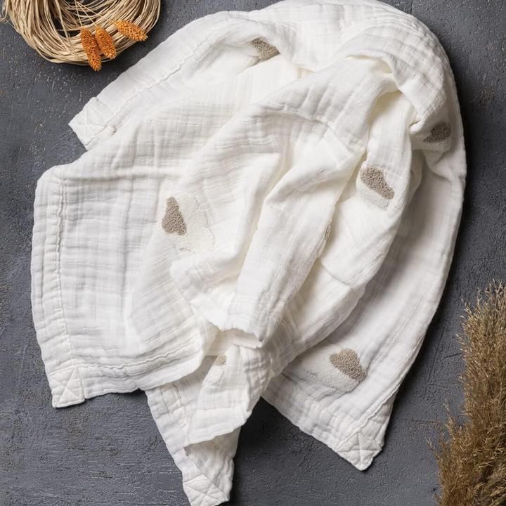 Produktbild Beberotti Organic 4-lagige doppelseitige bestickte Musselindecke (95 x 80 cm)