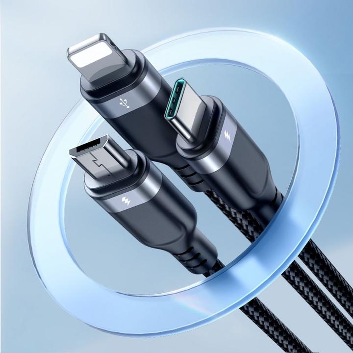 Productafbeelding Joyroom Cavo 3 in 1 Multi-Use Series S-1T3018A18 Lightning USB-C micro USB 1,2 m - nero (1.20 m, USB 3.0)