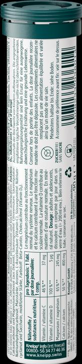 Nutritional values and ingredients Kneipp Magnesium + Calcium & Vitamin D3 (20 Piece, Effervescent tablet)