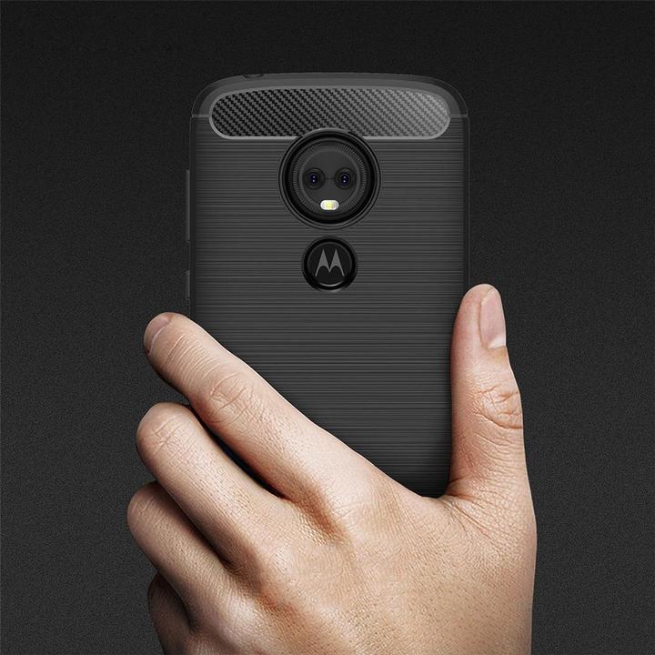 Produktbild König Design Hülle Handy Schutz für Motorola Moto E5 Play Case Cover Bumper Carbon Optik Blau (Motorola Moto E5 Play)