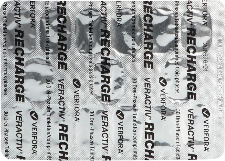 Nährwerte und Zutaten Veractiv Recharge3 Drei-Phasen-Tabletten 30 Stk (30 Stück, Tabletten, 63 g)